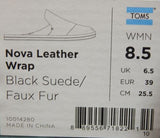 TOMS Nova Leather Wrap Sz 8.5 M EU 39 Women's Suede Faux Fur Mule Black 10014280