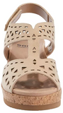 Earth Buran Rosa Sz 10 M EU 42 Women's Perf Suede Ankle Strap Wedge Sandals Ecru - Texas Shoe Shop