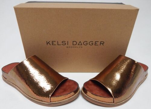 Kelsi Dagger Squish Sz 7 M EU 37.5 Women's Disco Metallic Leather Sandals Rust