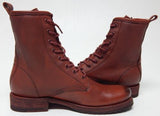 Frye Veronica Combat Sz US 8 M Women's Leather Ankle Boots Red Clay 3470322-RDC