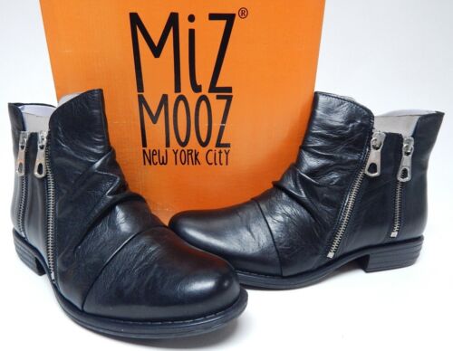 Miz Mooz Logic Size EU 38 W WIDE (US 7.5-8) Women's Leather Ankle Booties Black