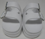J/Slides Simply Size 6 M Women's Adjustable 2-Strap Platform Slide Sandals White