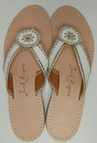 Jack Rogers Ro Size US 9 M Women's Leather Slide Thong Sandals White/Platinum