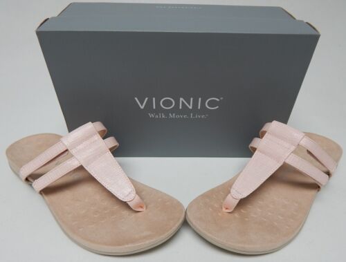 Vionic Elvia Sz 9.5 M EU 41.5 Women's Adjustable T-Strap Slide Sandal Cloud Pink
