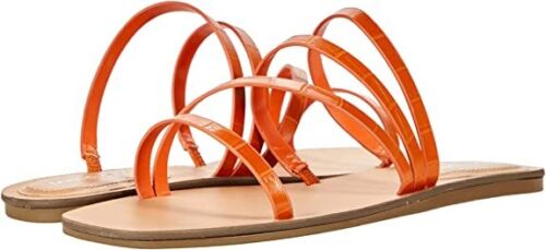 Marc Fisher Bonina Size US 9 M Women's Strappy Slide Sandal Orange Croc-Embossed