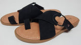 Pierre Dumas Cosmo-1 Size 5.5 M Women's O-Ring Toe Loop Flat Slide Sandals Black