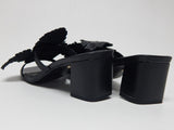 Cecelia New York Hazel Size US 8.5 M Women's Leather Floral Heeled Sandals Black