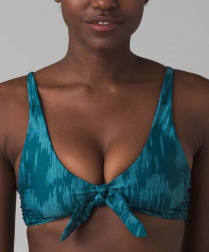 prAna Vivienne Size Small (S) Reversible Front Tie Bikini Top Deep Verde Ikat