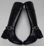 Marc Fisher Hailin Sz 6 W WIDE Women's Leather Wide-Calf Tall-Shaft Boots Black