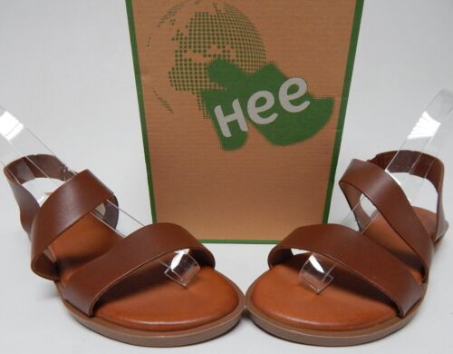 Hee Sz US 7.5-8 M EU 38 Women's Leather Asymmetrical Strappy Slide Sandals Cuero