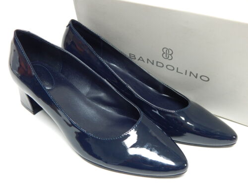 Bandolino Aleth Size 8.5 M Women's Almond Toe Dress Block Heel Pumps Dark Blue