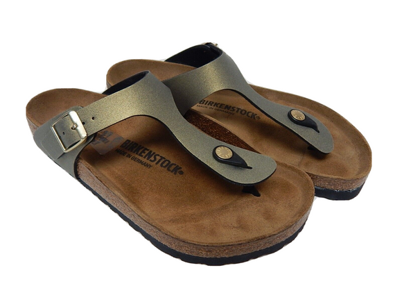 Birkenstock Gizeh Size 8 M EU 39 Women's Leather Sandals Icy Metallic Stone Gold
