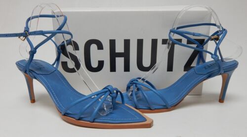 Schutz Abby Mid Sz US 8.5 M (B) Women's Ankle Strap Heeled Sandals Summer Jeans