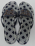 Tory Burch Metal Miller Sz US 6 M Women's Leather Slide Thong Sandals Navy 81374