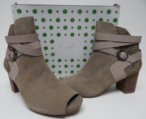 Earthies by Earth Santo Size US 10 B M Women's Suede Peep-Toe Ankle Bootie Taupe