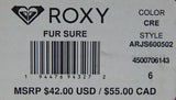 Roxy Fur Sure Size US 6 M EU 36 Women's Fuzzy Slip-On Sneakers Cream ARJS600502