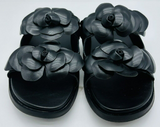 Isaac Mizrahi Live! Size US 7 M Women's Dual-Band Slide Sandals Floral Black