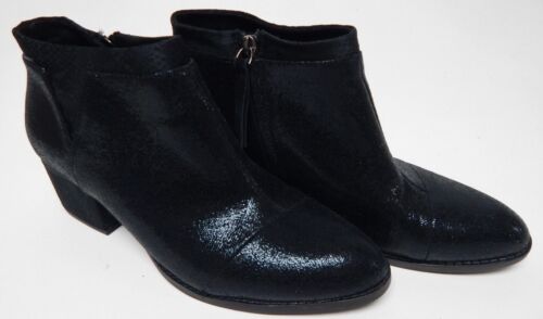 TOMS Loren Sz US 9 M EU 40 Women's Leather Ankle Booties Black Shimmer 10014877