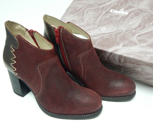 Casta Neva Sz EU 37 (US 6.5-7 M) Women's Leather Side Zip Ankle Boots Red Bronze
