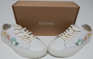 Soludos Ibiza Sz 11 M EU 41.5 Women's Leather Shoes Casual Sneakers White Floral