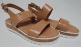 Marc Fisher Gordy Size US 6.5 W WIDE Women's Strappy Wedge Sandals Dark Natural
