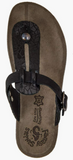 Fantasy Mirabella Size EU 38 M (US 7-7.5) Women's Leather Thong Sandals Black