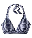 prAna Lahari Sz D Adjustable Neck Back Ties Halter Bikini Top Blue Anchor Stripe