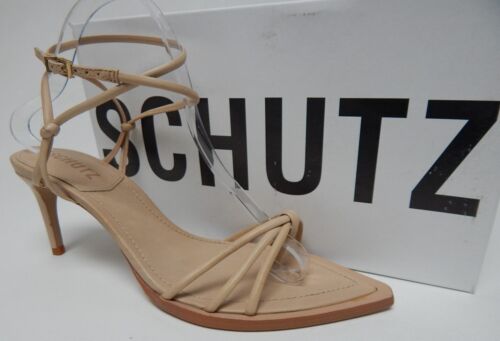 Schutz Abby Mid Size US 9 M (B) Women's Ankle Strap Heeled Sandals Light Nude