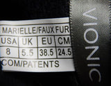 Vionic Marielle Size 8 M EU 38.5 Women's Faux Fur Adjustable Mule Slippers Black