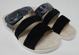 Spenco Tessa Size US 6.5 W WIDE Women's Leather Strappy Slide Sandal Black Snake