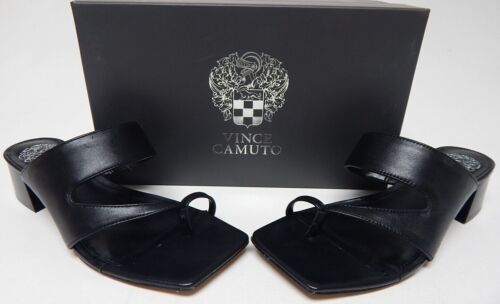 Vince Camuto Sasienda Size US 8.5 M EU 39 Women's Leather Toe Loop Sandals Black