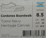 Toms Cordones Boardwalk Sz US 8.5 M EU 39 Women's Heritage Canvas Sneakers Navy