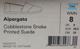 TOMS Alpargata Sz US 8 M EU 38.5 Women's Printed Suede Loafers Cobblestone Snake