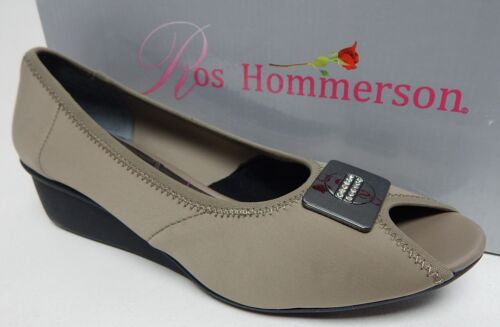 Ros Hommerson Eloise Size US 10.5 N NARROW Women's Peep-Toe Pumps Pewter Stretch