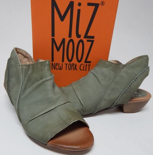 Miz Mooz Cailey Sz EU 41 W WIDE (US 9.5-10) Women's Leather Heeled Sandals Sage