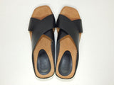 Hee Size EU 36 M (US 5.5-6) Women's Leather Crisscross Strap Slide Sandals Black