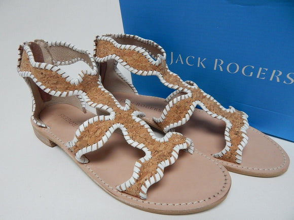 Jack Rogers Jackie Size US 8.5 M Women's Gladiator Cork Sandals Natural/White