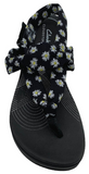 Clarks Arla Nicole Sz 8.5 M EU 39.5 Women's Slingback Thong Sandals Black Floral