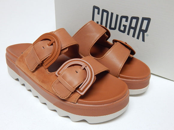 Cougar Pepa Size US 8 M EU 38.5 Women's Water-Repel Leather Slide Sandals Cognac