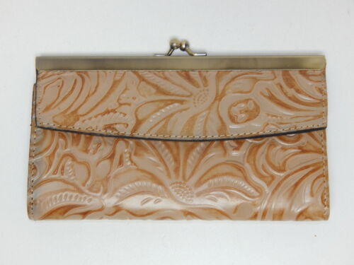 Patricia Nash Paola Tooled Leather Kiss Lock RFID Clasp Wallet Biscuit P496244