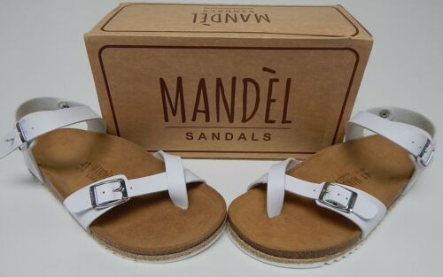 Mandel Elisa Size US 7.5 M Women's Leather Slingback Toe Loop Sandal White