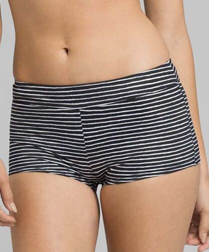 prAna Raya Size Small (S) Mid-Rise Boy-Short Swimsuit Bikini Bottom Black Stripe