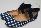Jessica Simpson Mandalaye Size 6 M EU 36.5 Women's Flat Shoes Gingham Navy Combo
