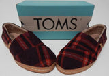 TOMS Alpargata Leather Wrap Sz 5.5 M EU 36 Women's Loafers Barn Red Earthy Plaid