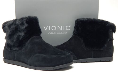 Vionic Maizie Size US 7 M EU 38 Women's Suede Winter Slip-On Ankle Booties Black