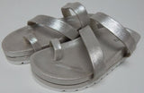 J/Slides Roper Sz 8 M Women's Metallic Leather Toe Loop Slide Sandals Light Gold
