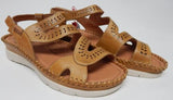 Pikolinos Altea Size EU 39 M (US 8.5-9) Women's Perf Leather Wedge Sandals Honey