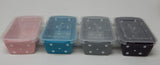 Temp-tations Set of 4 Stoneware Mini Loaf Pans W/ Covers & Gift Boxes Polka Dot