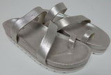 J/Slides Roper Sz 8 M Women's Metallic Leather Toe Loop Slide Sandals Light Gold