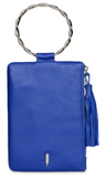 Thacker Nolita Women's Leather Clutch Bag w/ Twisted Ring Handle Persian Blue